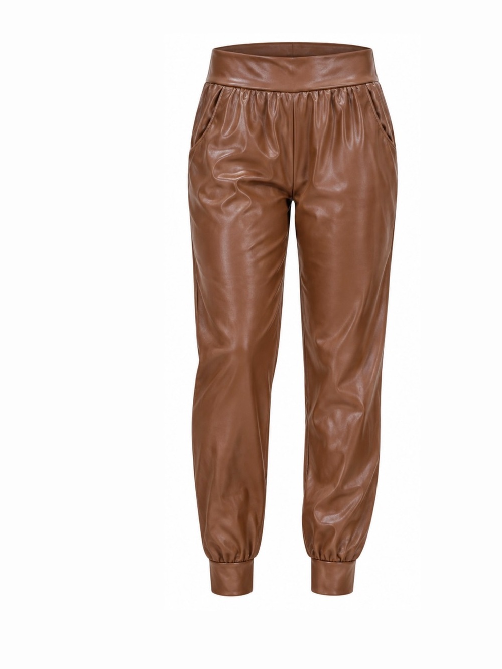 Commando Cognac Brown Faux Leather Joggers